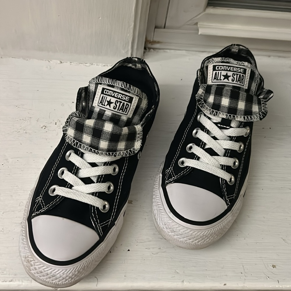 Converse CTAS Black canvas double tongue Sneakers. Women’s 7 - Picture 2 of 7